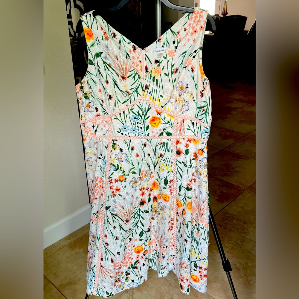 Calvin Klein Floral Cotton Dress Size 14